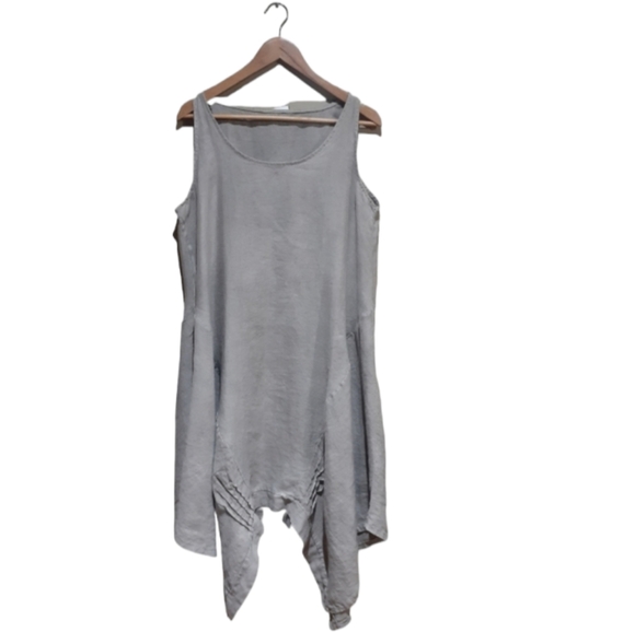 Bella Amore Women's Dress Taupe Italian Linen Assymetric One-Size - Picture 4 of 8